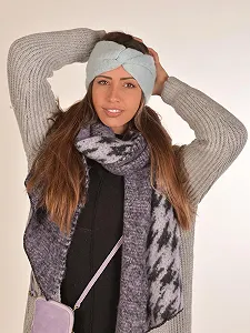 Повязка на голову styleBREAKER Вязаная Тонкая с Узлом Цвет: Грязно-розовый synthetic.ua - Фото 1