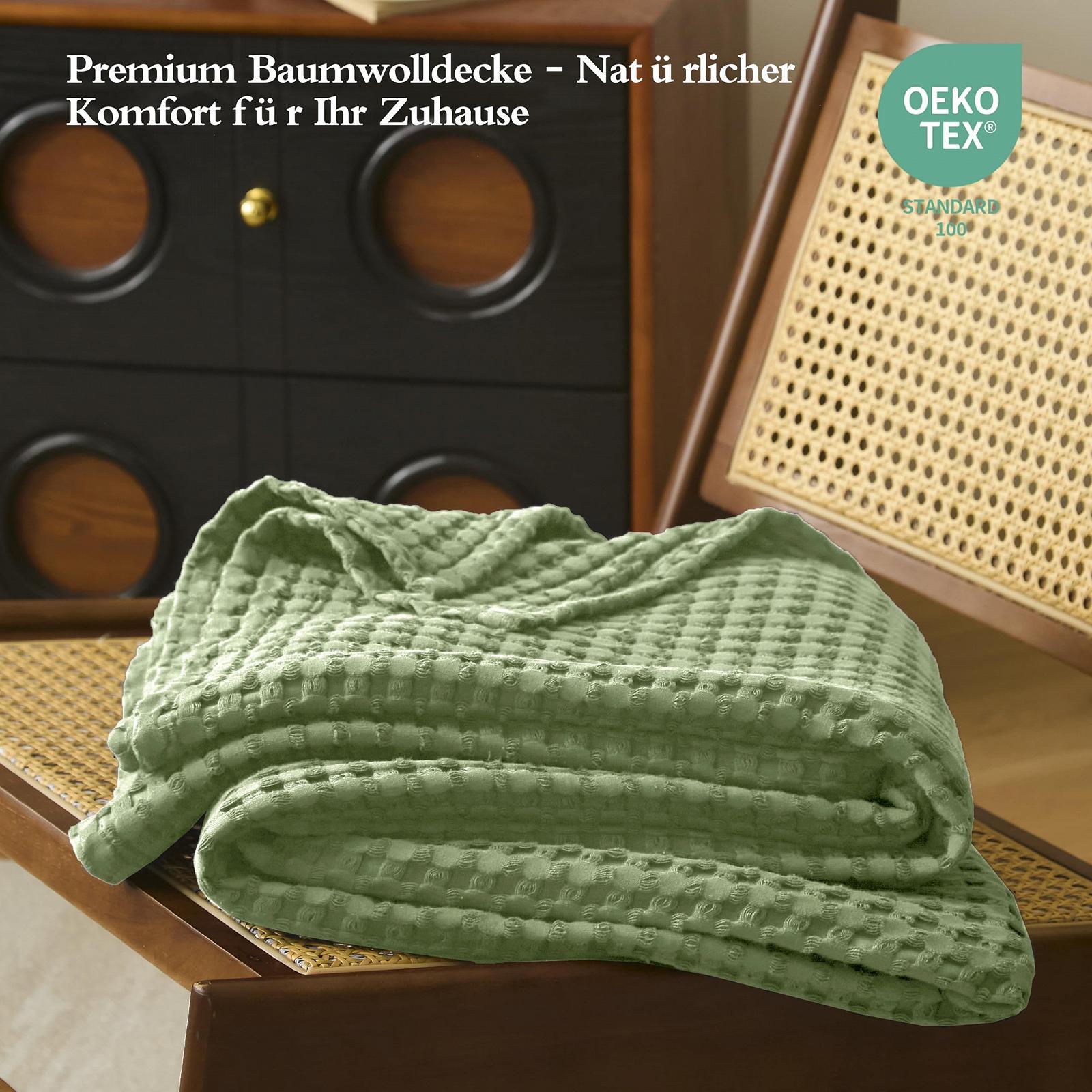 Покривало CHUFFED Вафельне піке 270 x 230 см Зелений, фото №3 Покривало CHUFFED Вафельне піке 270 x 230 см Зелений, фото №3