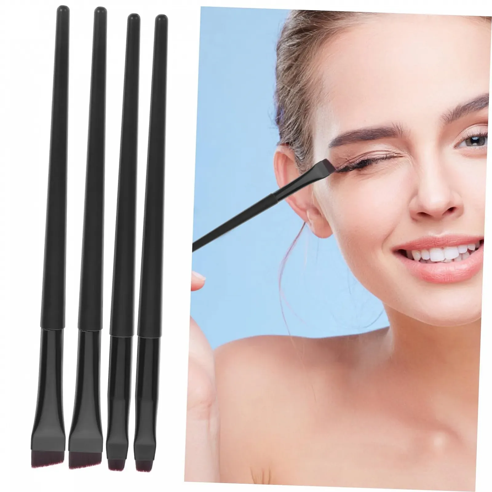 Пензлі minkissy 48 шт. для підводки очей, макіяжу, плоска головка, фото №6