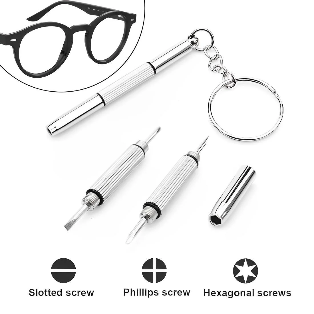 Набір BIRLOZA з 4 міні викруток з нержавіючої сталі для ремонту окулярів та ювелірних виробів, фото №3