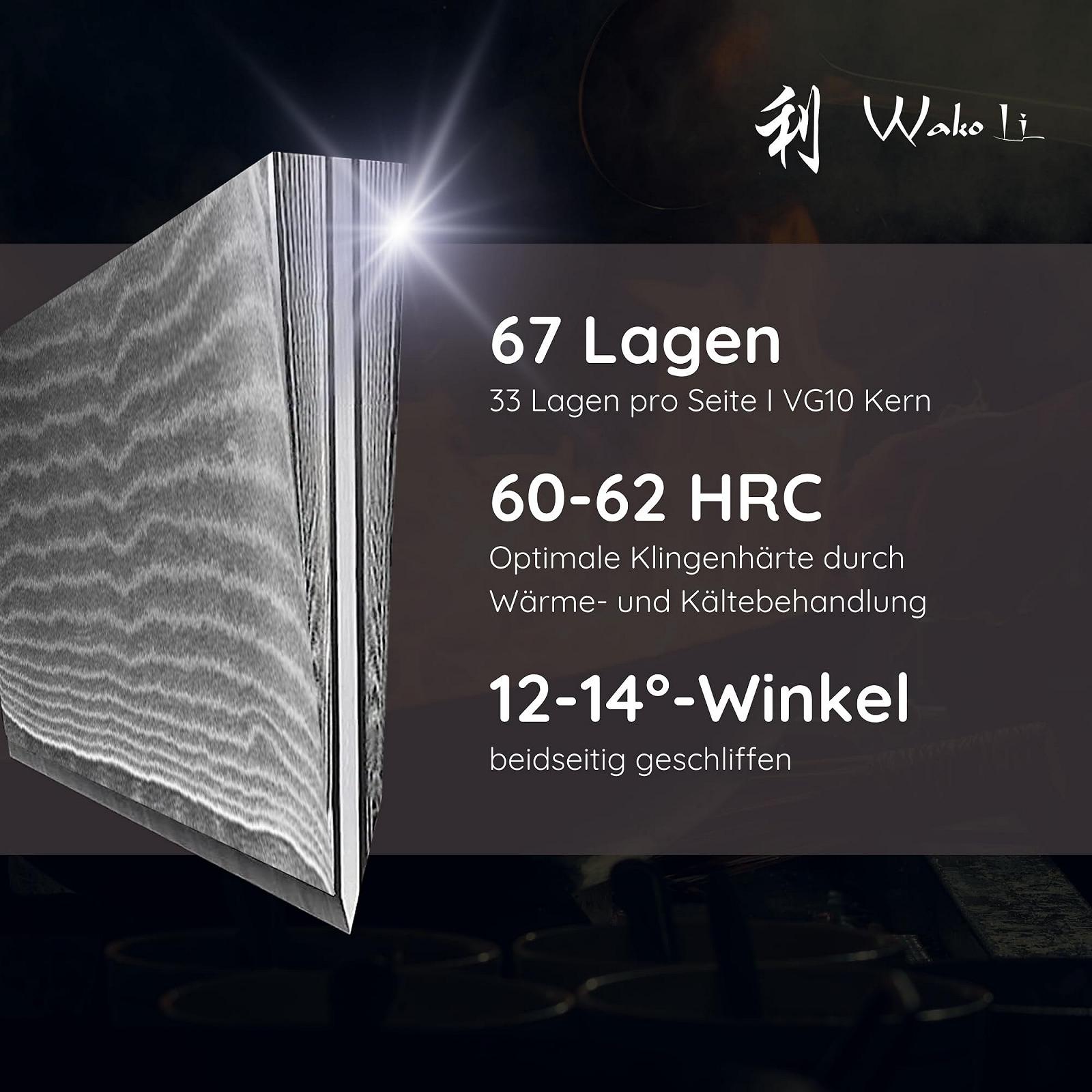 Набор ножей: Wakoli Edib Professional Damask 5 шт, дамасская сталь VG-10, деревянные ручки, фото №3