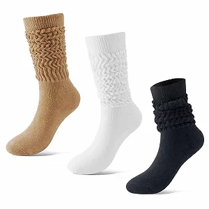 Носки BISOUSOX, присборенные носки, смешные носки, женские носки до икр, хлопковые носки до колен, дышащие, мягкие носки, подарок для женщин, 1 пара / 3 пары, размер 36-40, разноцветные носки - Фото 1