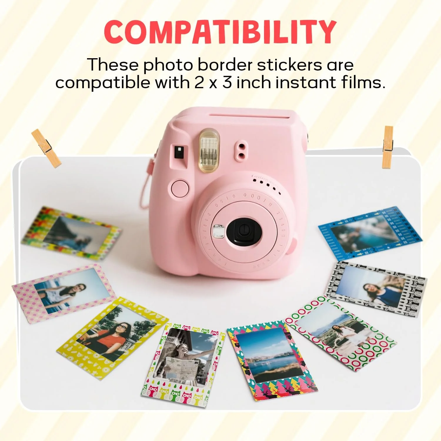 Набор наклеек для пленки Instax Mini 7S/8/26/50S/90 200 штук Цветной, фото №2