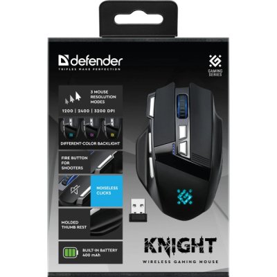 Мышка Defender Knight GM-885 Wireless Black (52885), фото №6 Мышка Defender Knight GM-885 Wireless Black (52885), фото №6