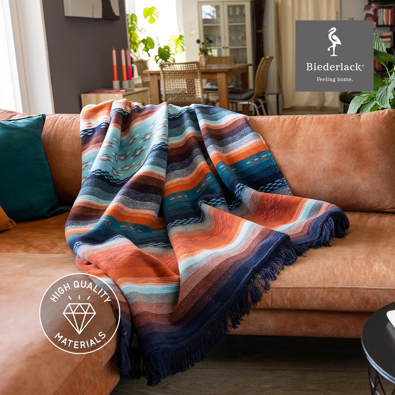 Покривало Biederlack Peru М'яка Бавовняна Темно-синій/Помаранчевий 150 x 200 см, фото №4 Покривало Biederlack Peru М'яка Бавовняна Темно-синій/Помаранчевий 150 x 200 см, фото №4