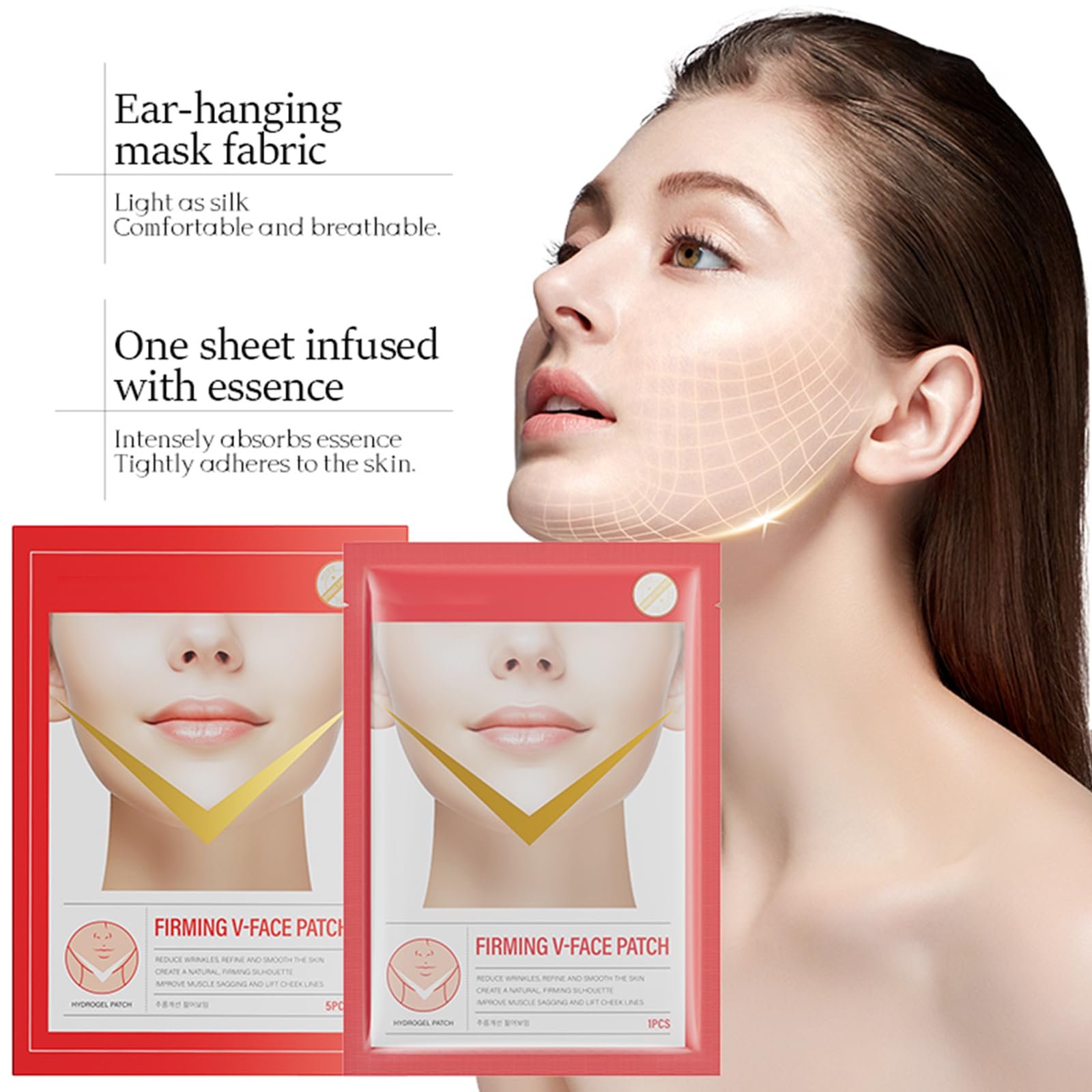 Маска для обличчя Firming V для ліфтингу V-лінії, підтягування та проти старіння (5 шт в упаковці), фото №3