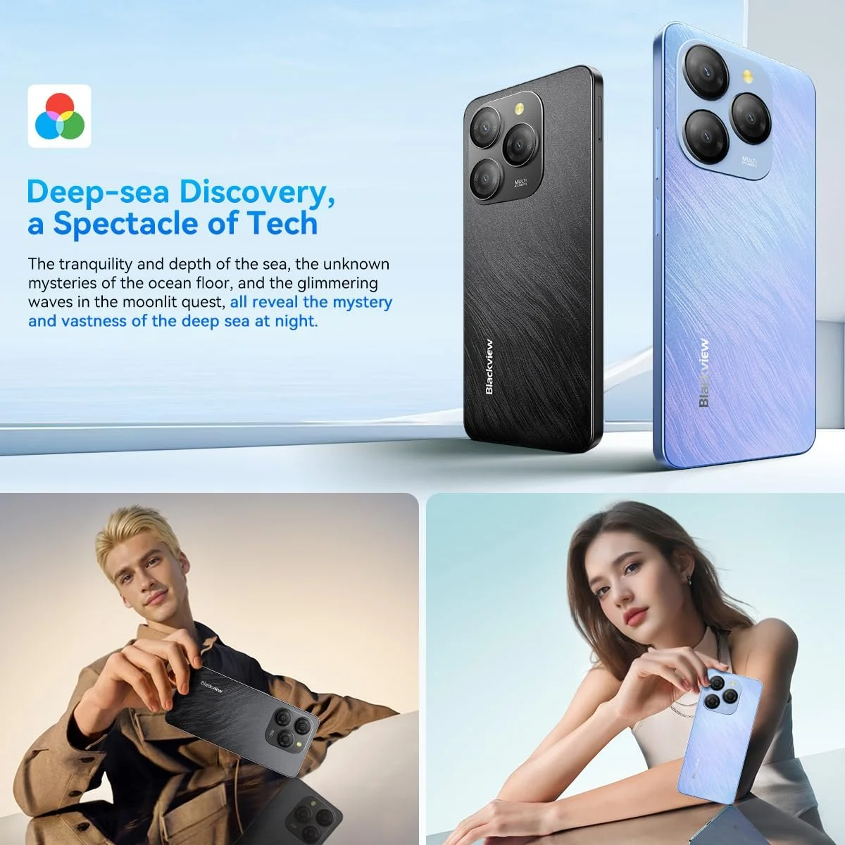 Смартфон Blackview Shark 9 5G 24GB + 256GB 6.67 дюйма HD+ 90 Гц 50 Мп 5000 мАч Dual 5G Dual SIM Android 14 Blue, фото №3