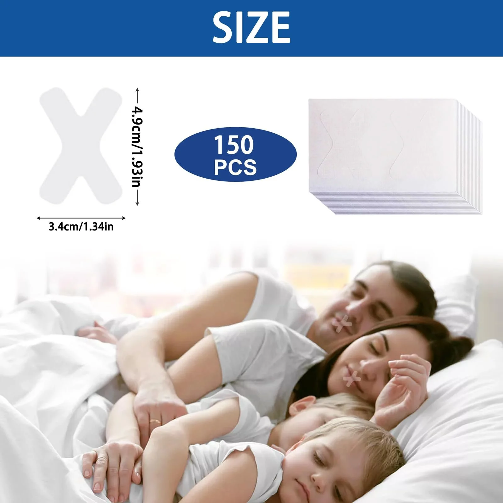 Пластирі для рота проти хропіння (X-подібні) 150 штук, фото №4