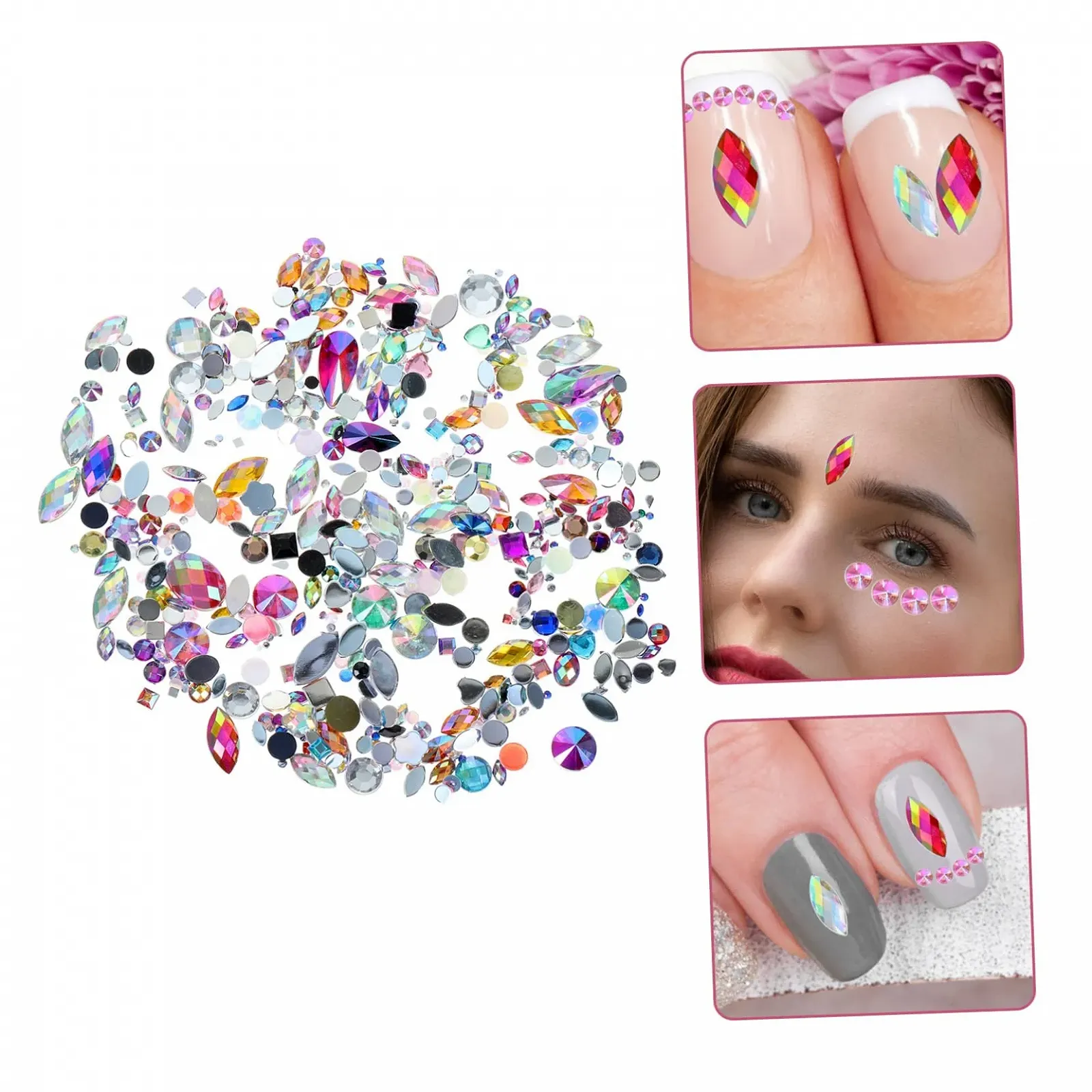 Стрази WOONEKY 300 штук, стрази для рукоділля, прикраси для акрилові, фото №2