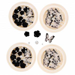Набор для украшения ногтей Beavorty Black Water 4 коробки со стразами и бусинами для ногтей - Фото 1