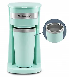 Компактная индивидуальная капельная кофеварка Elite Gourmet EHC113M# с термокружкой из нержавеющей стали многоразовый фильтр 400 мл Mint Green - Фото 1
