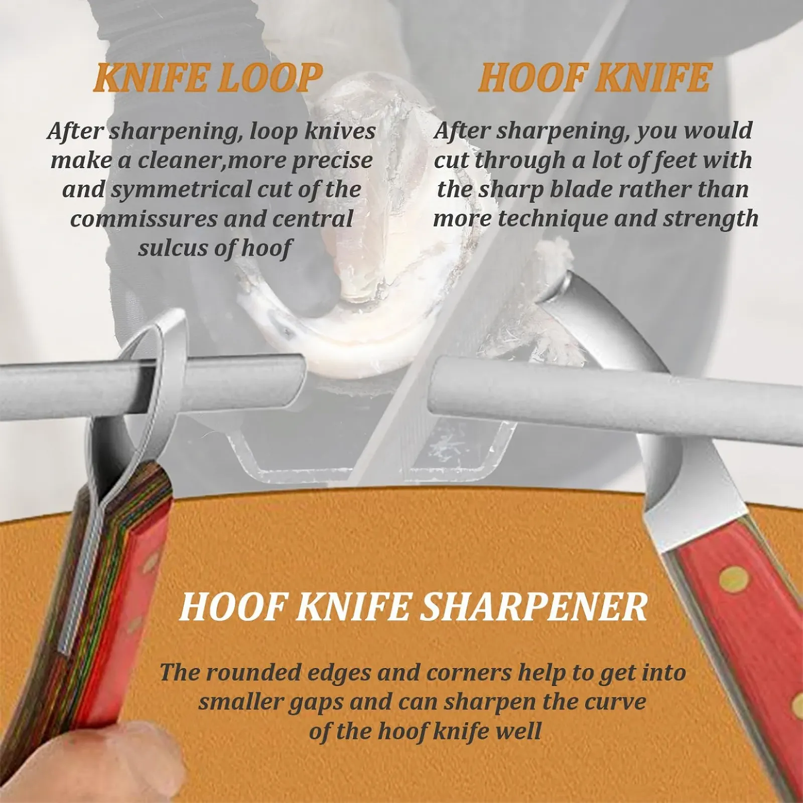 Точило для копитних ножів 10 дюймів керамічний стрижень із гумовою ручкою портативне, фото №6