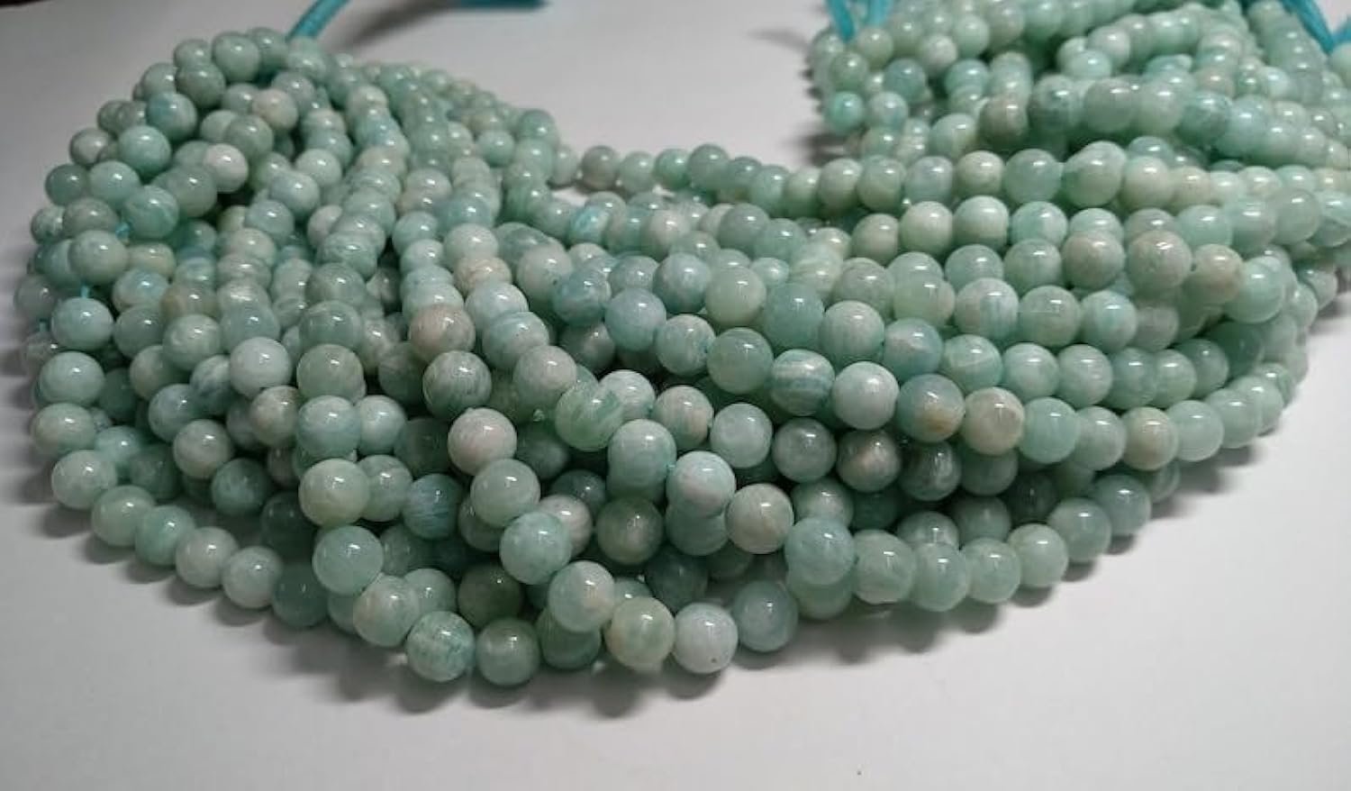 Бусины Амазонит натуральный AAA, 3 нити, рондель гладкая, 7-8 мм, нить длиной 33 см, ожерелья, браслета, фото №1