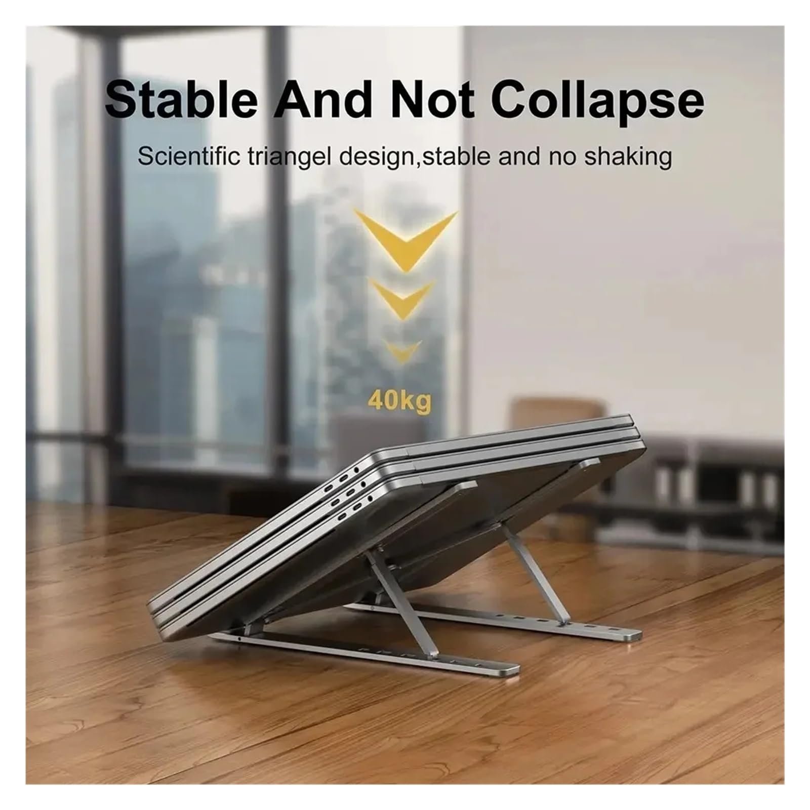 Складная подставка для ноутбука Регулируемая портативная подставка для ноутбука Опорная база Алюминиевый сплав Держатель Аксессуары для ноутбуков, фото №4