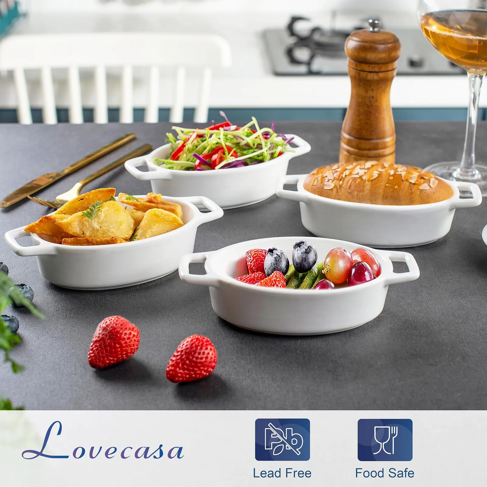 Форма для запікання Lovecasa порцелянова штабельована з ручками порційна, фото №4