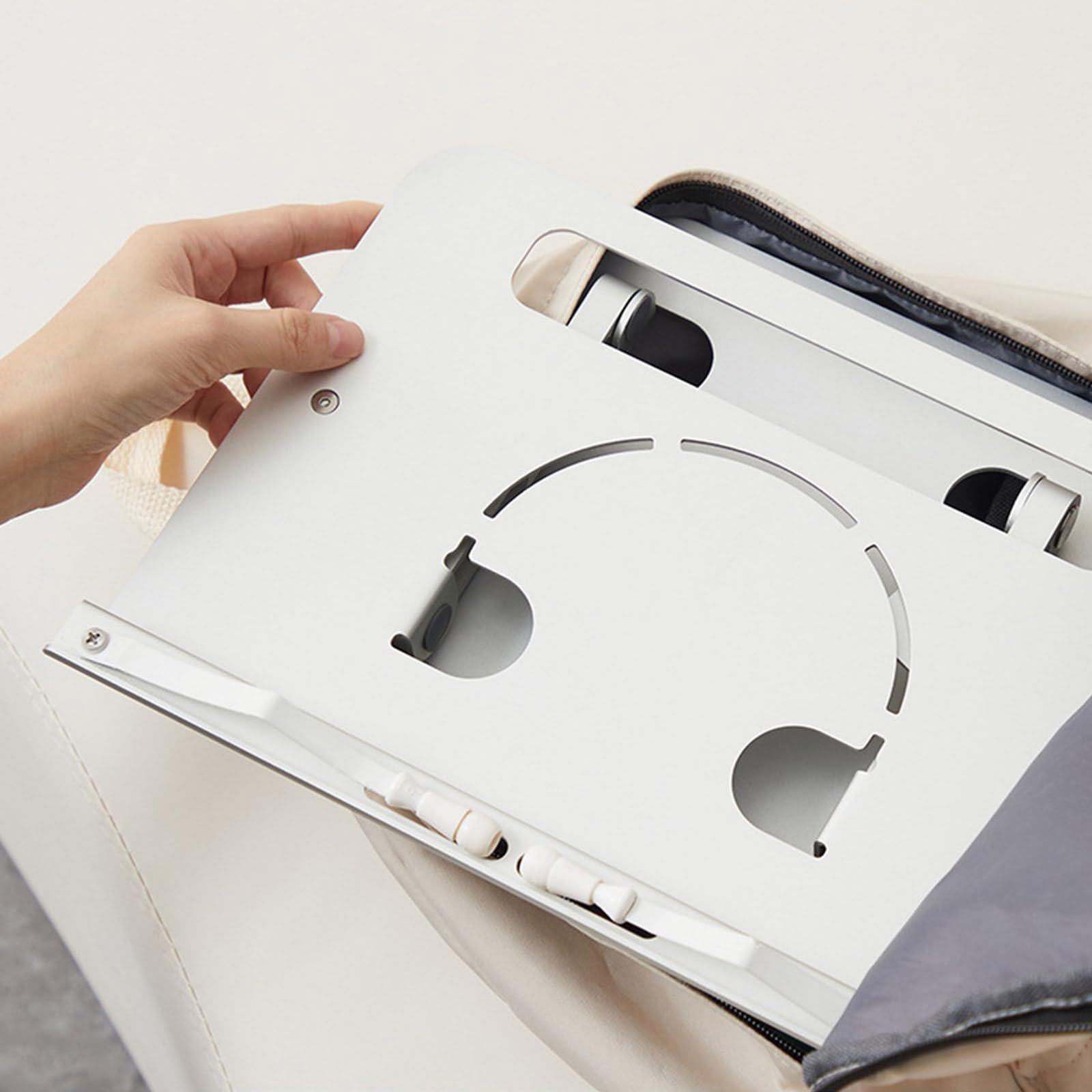 Підставка для ноутбука ергономічна складана та регульована для планшетів 10-17,3 дюймів алюмінієва срібна, фото №5