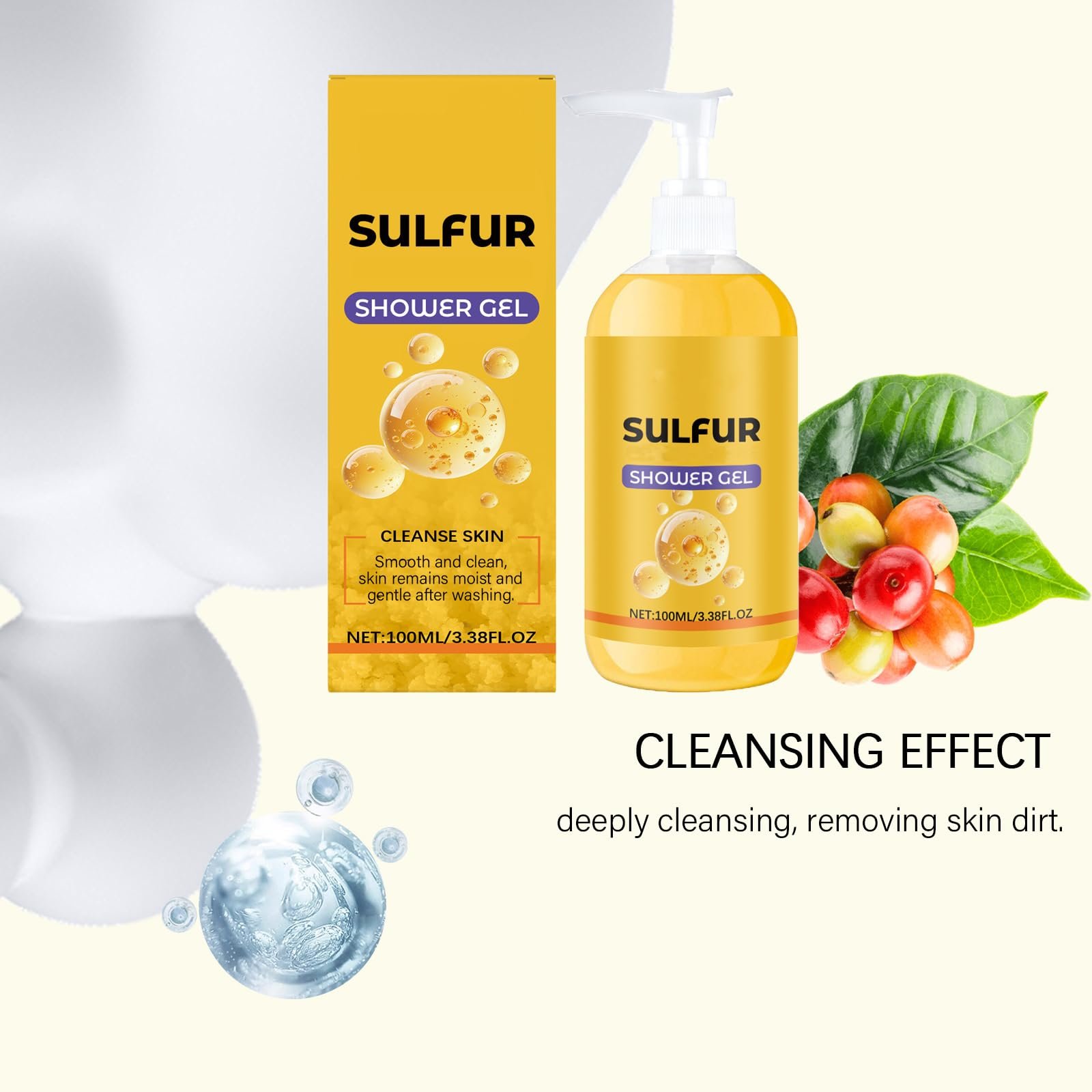 Гель для душу Sulfur Refreshing Natural Moisturising Deep Cleansing 3 шт., фото №4