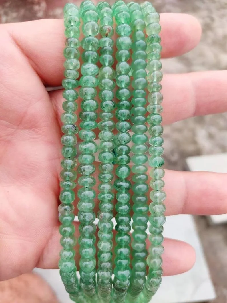 Круглые бусины из натурального зеленого клубничного камня, гладкие, 6-6,5 мм, нить длиной 33 см бусины из драгоценных камней для ожерелья и браслета, фото №4
