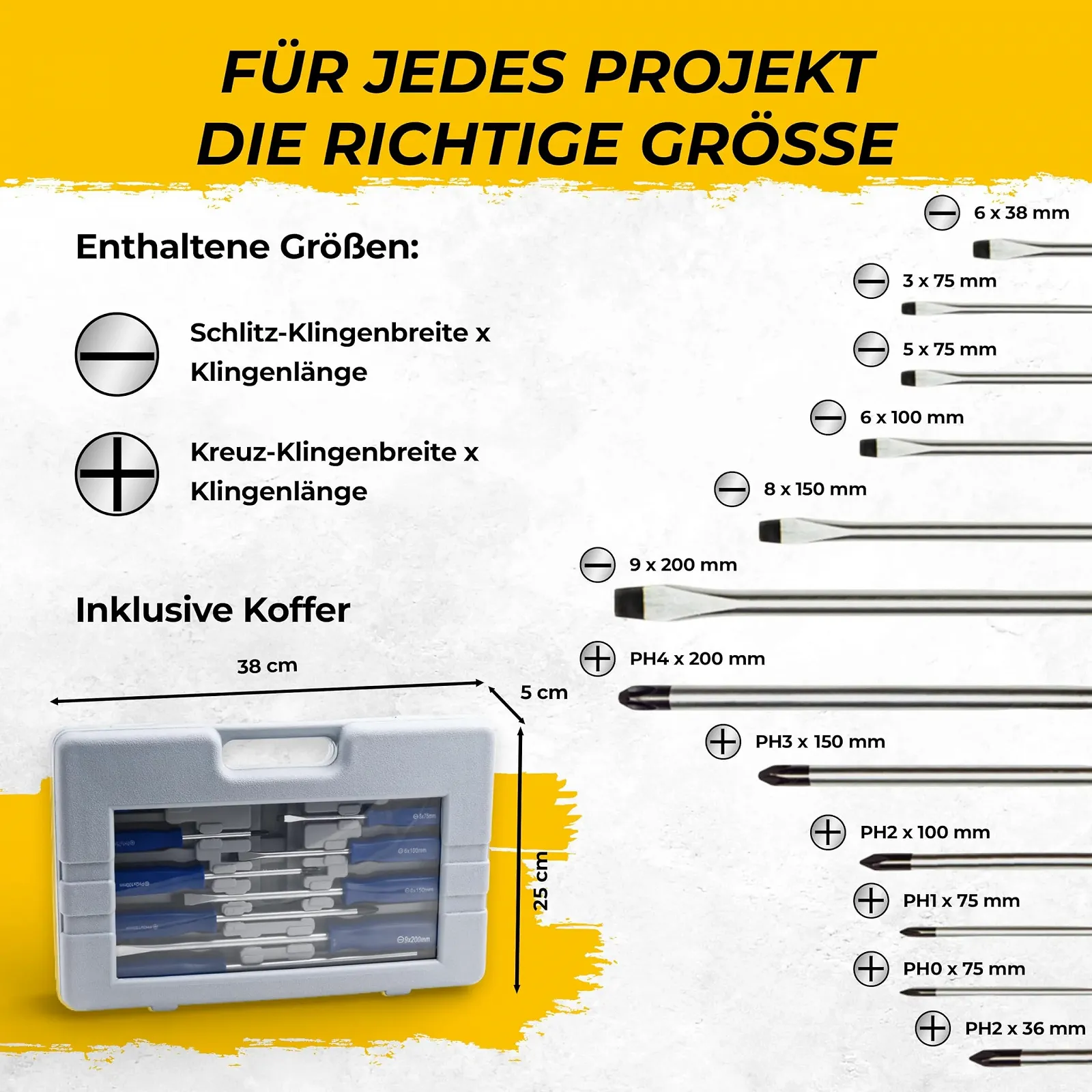 Набір викруток Monzana 12 предметів Chrome-Vanadium Phillips Slotted, фото №7