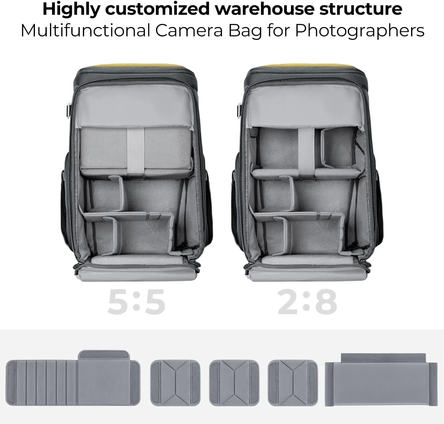 Рюкзак для фотокамери K&F CONCEPT / 29x20x45см / Жовтой-сірий, фото №2