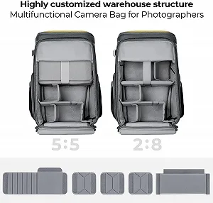 Рюкзак для фотокамери K&F CONCEPT / 29x20x45см / Жовтой-сірий synthetic.ua - Фото 1