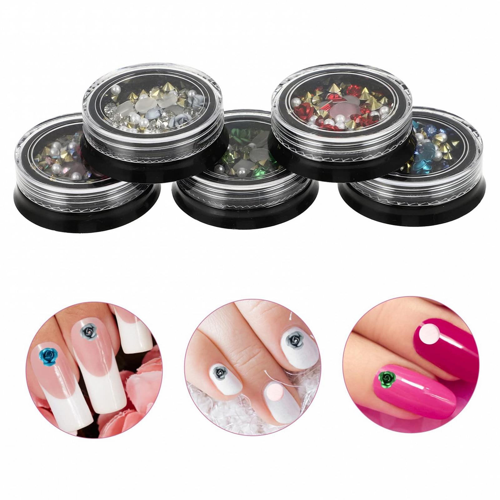 Украшения для ногтей WOONEKY Цветы, подвески, стразы, металлические розы, 5 коробок, фото №6