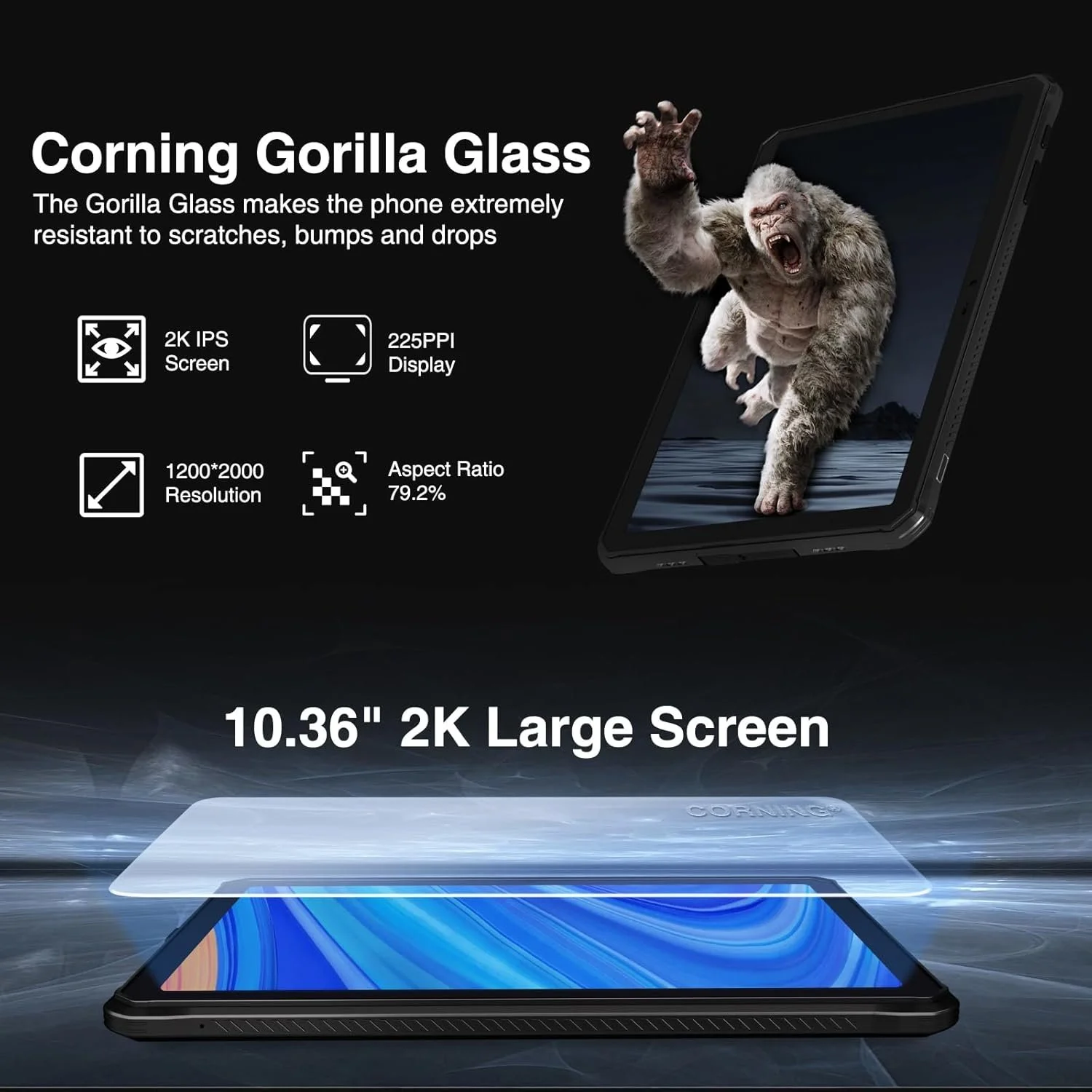 Планшет 10.4'' 2K DOOGEE R20 8+12/256Gb / 4G / 2-SIM / 8 ядер / Android 13 / 21600 мАг/ Чорно-оранжевий, фото №3