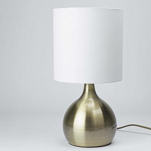 Настільна лампа Licht-Erlebnisse Modern латунь тканина тач-димер E14 29 см - Фото 1