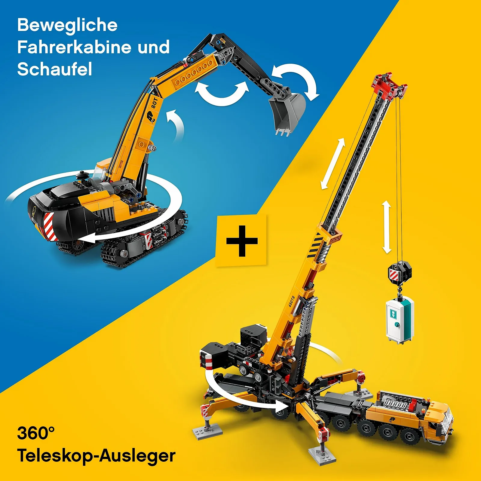 Набор: Кран Lego City Crane & Excavator Construction Site - Мобильный строительный кран (60409) и Гусеничный экскаватор (60420), Набор строительной техники от 9 лет - City News 2024, фото №5