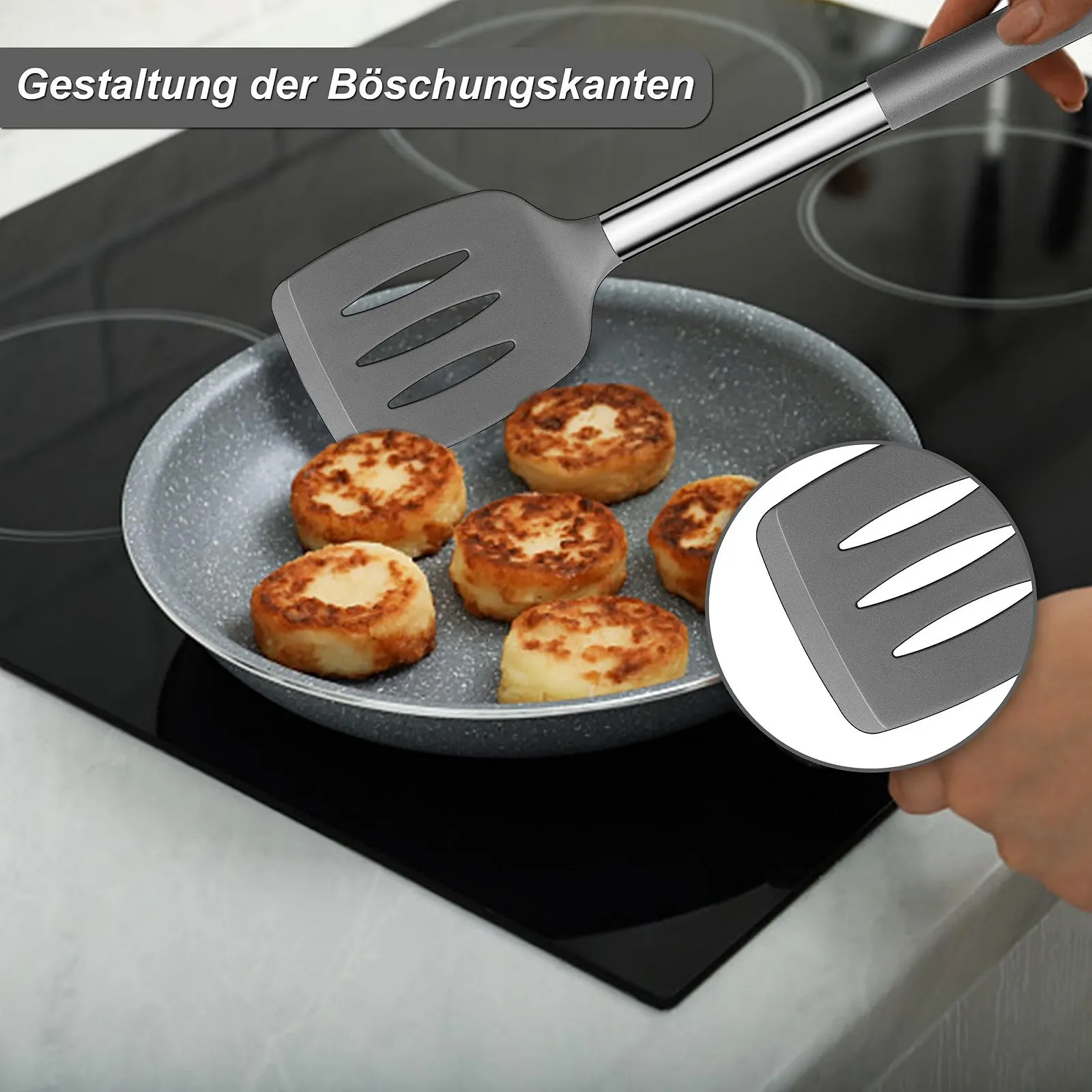 Набор лопаток Joyfair 2-Piece Silicone Stainless Steel Handle Grey, фото №4