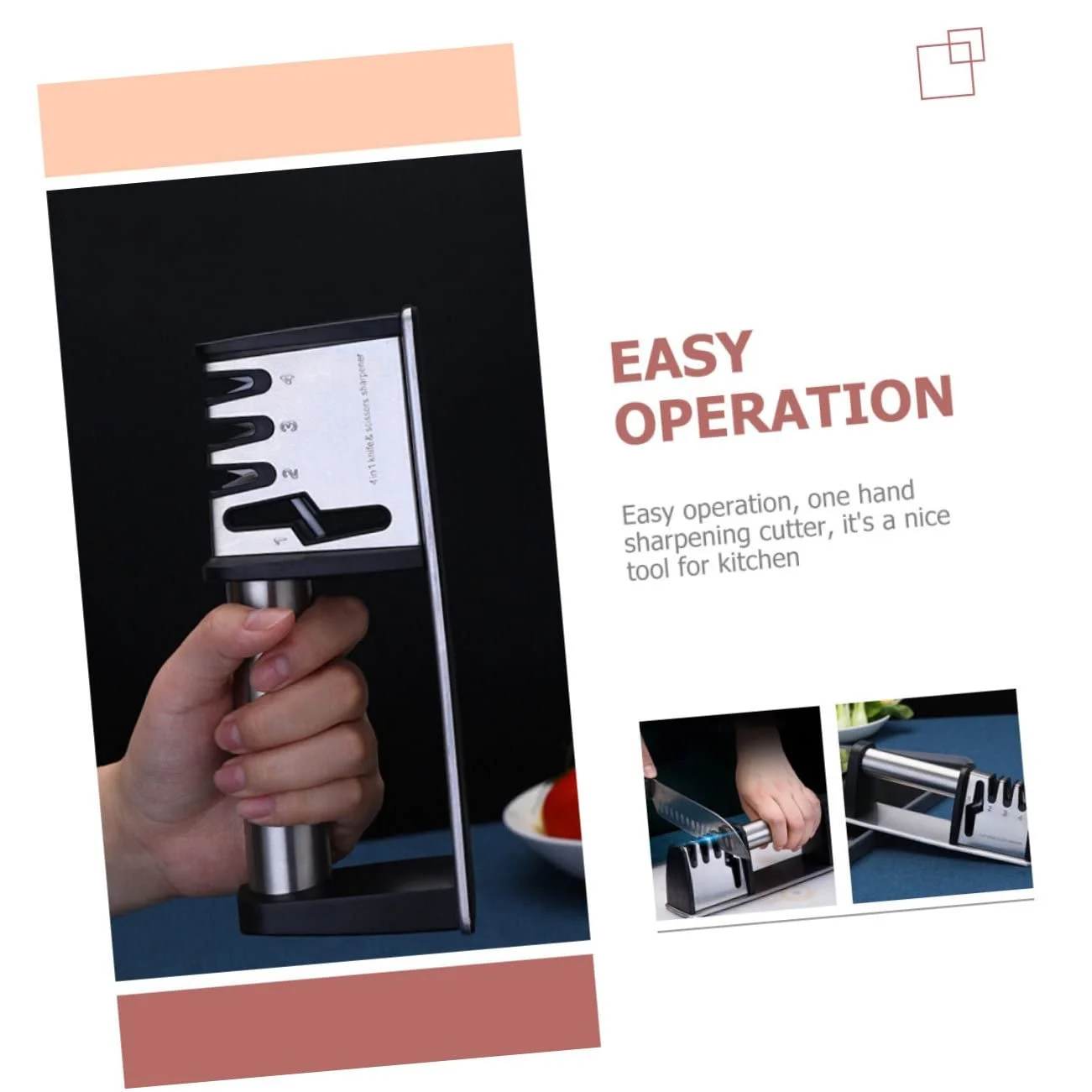 Точилка для ножів INOOMP Ergonomic настільна для кухонних ножів та ножиць ручна, фото №9