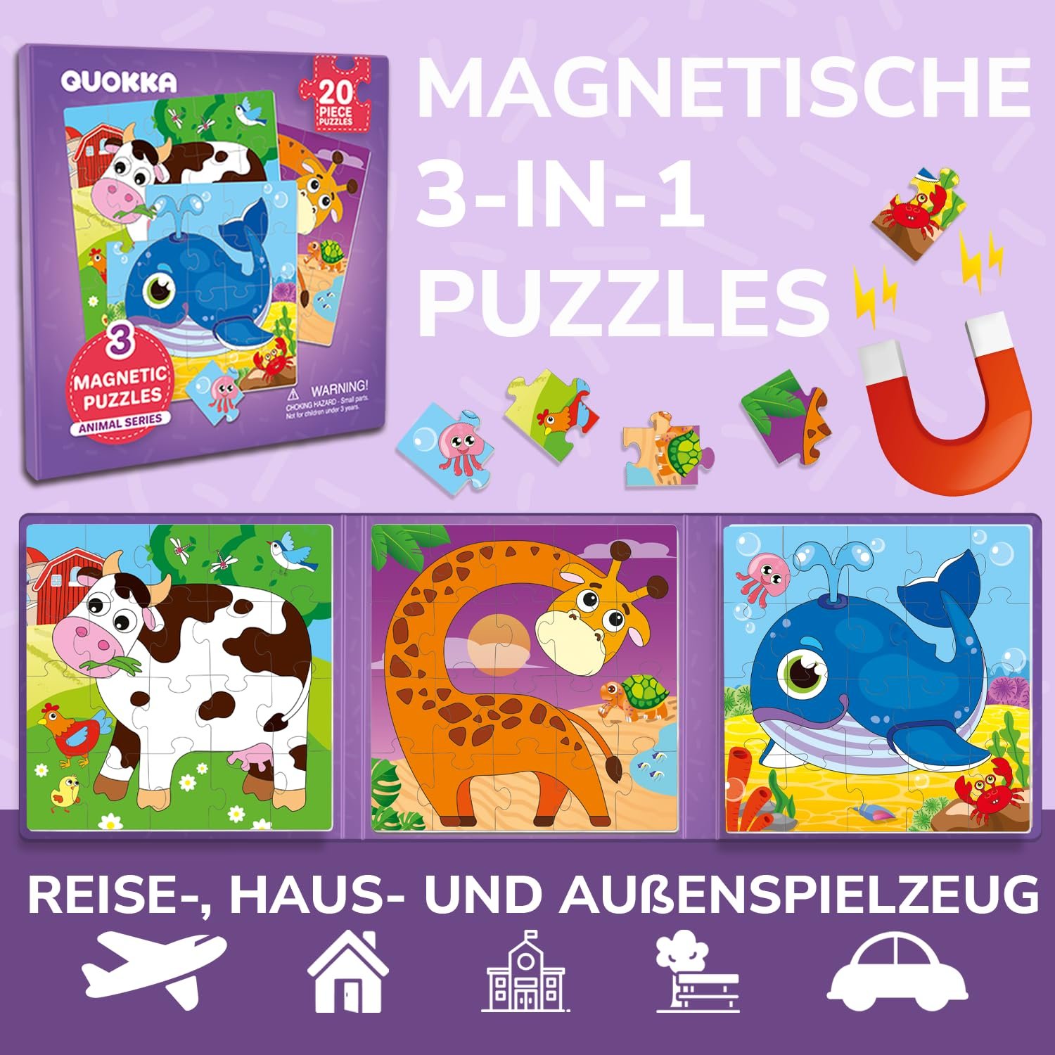 Магнитный пазл QUOKKA Magnetic Game 20 элементов 17.5 x 52.5 см, фото №2 Магнитный пазл QUOKKA Magnetic Game 20 элементов 17.5 x 52.5 см, фото №2