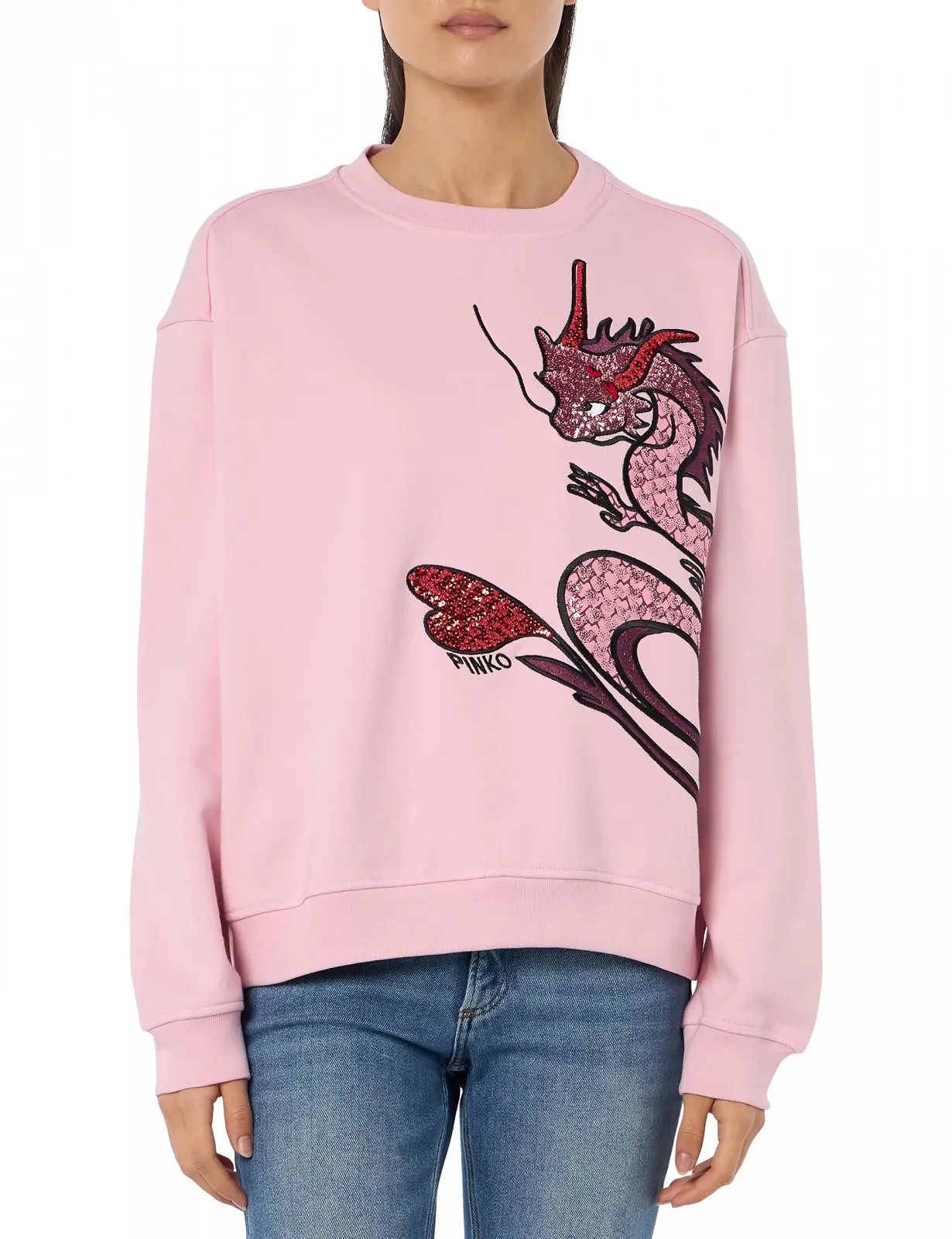 Женская Толстовка Pinko Джерси Принт Дракон с Вышивкой и Аппликациями, фото №1