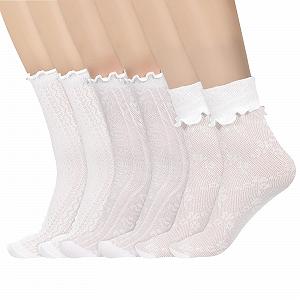 Носки Ouligay с рюшами, хлопковые, белые, 3 пары, размер 36-42 - Фото 1