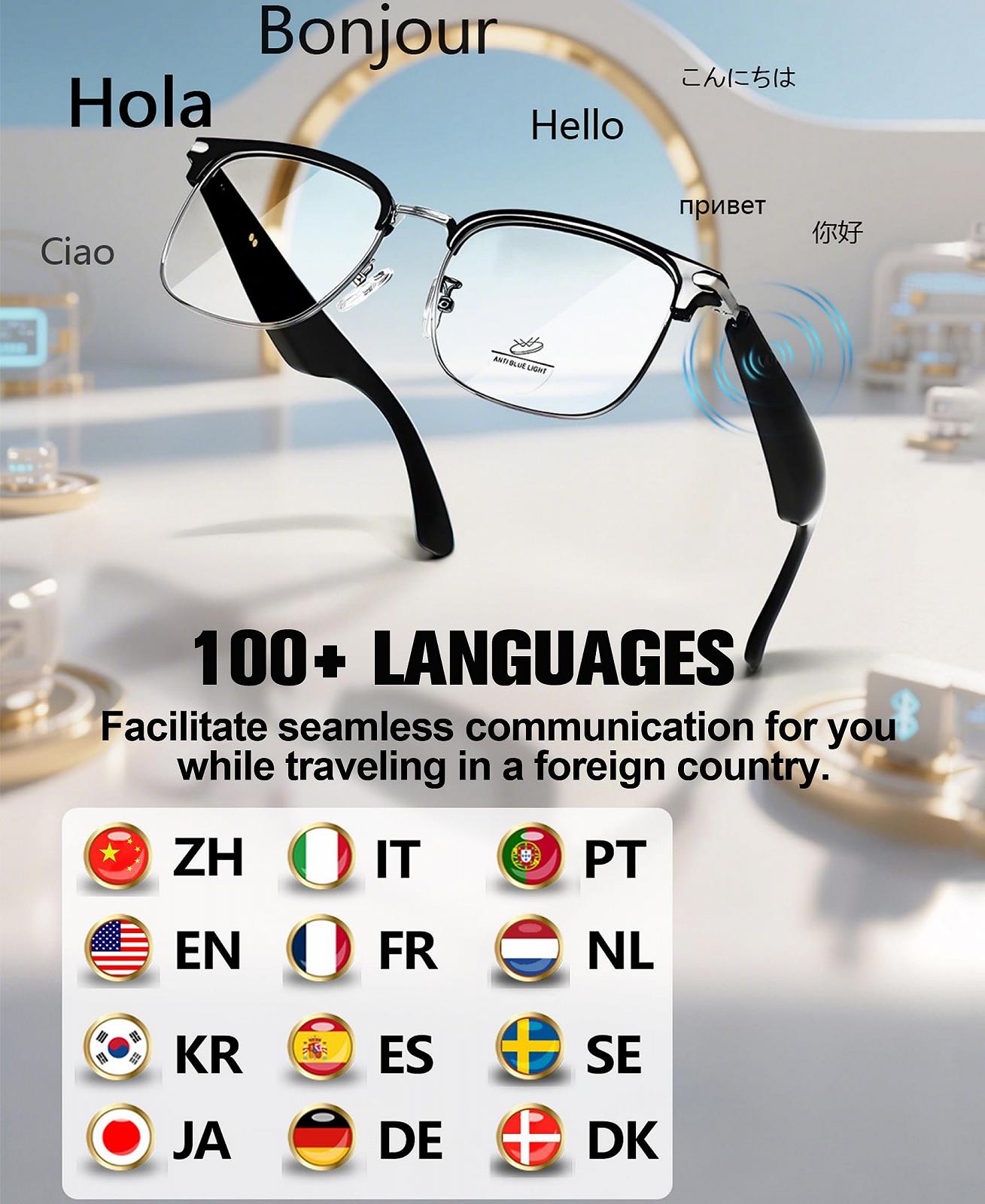 Розумні окуляри-перекладач Чоловічі Жіночі Bluetooth 5.4 Переклад в реальному часі, фото №3 Розумні окуляри-перекладач Чоловічі Жіночі Bluetooth 5.4 Переклад в реальному часі, фото №3