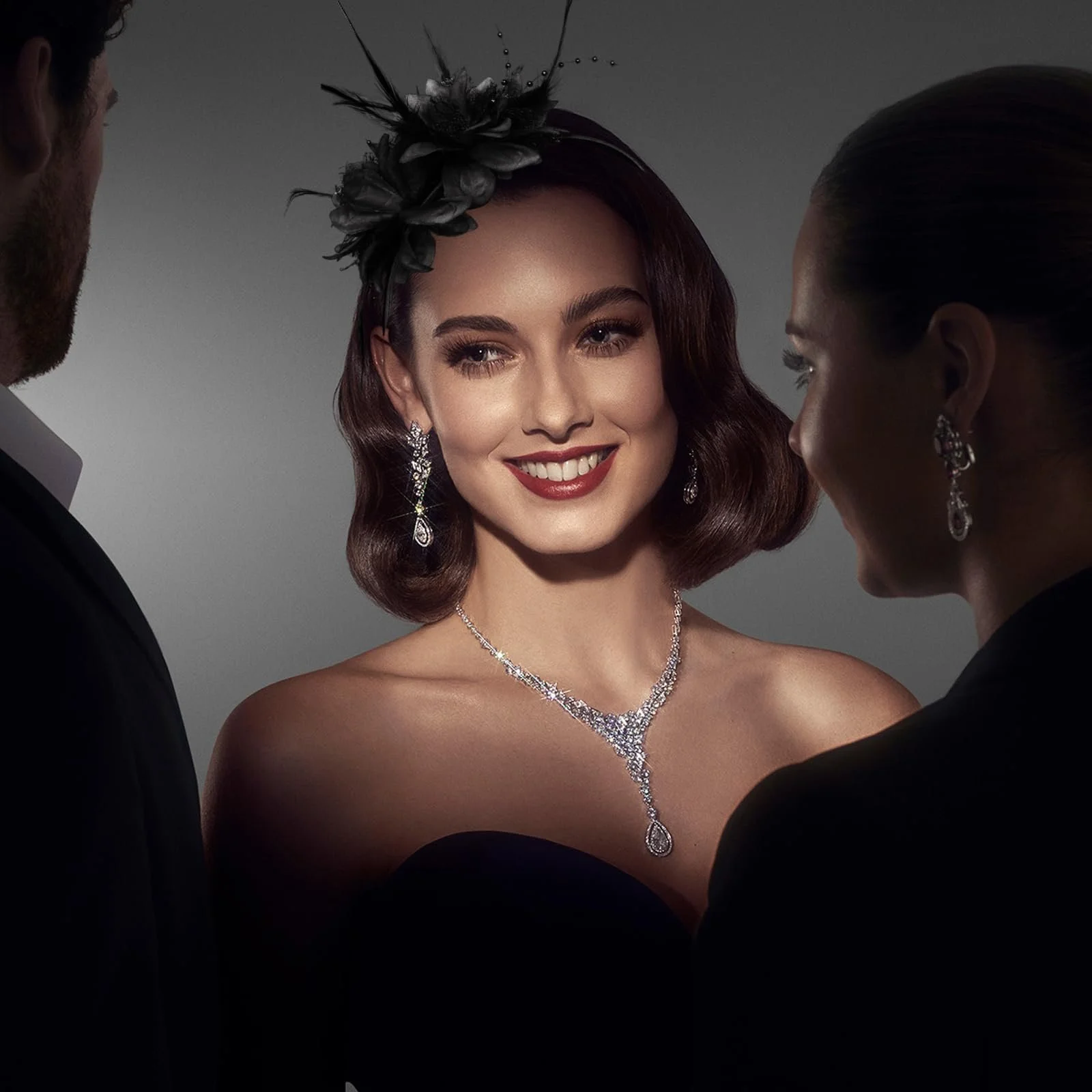 Обруч з пір'ям і штучними квітами (2 шт.), фото №6