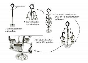 Ялинка з металу 4 підсвічники для чайних свічок 36 см synthetic.ua - Фото 1