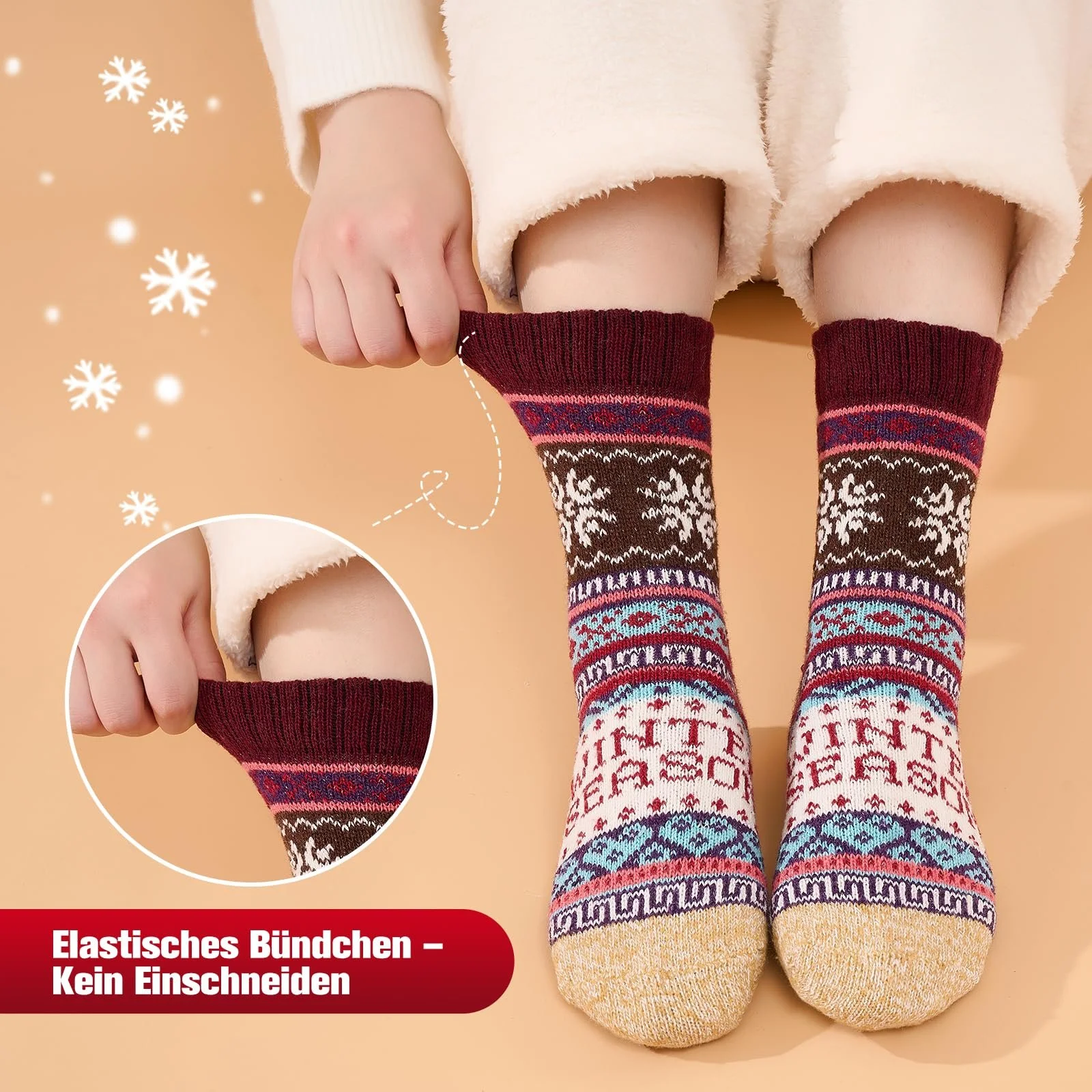 Вовняні термошкарпетки Жіночі, 5 пар товстих теплих вовняних шкарпеток, розмір 35-42, фото №5