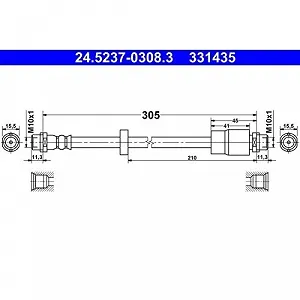 Тормозной шланг ATE 24.5237-0308.3 для SEAT VAG, передний мост - Фото 1