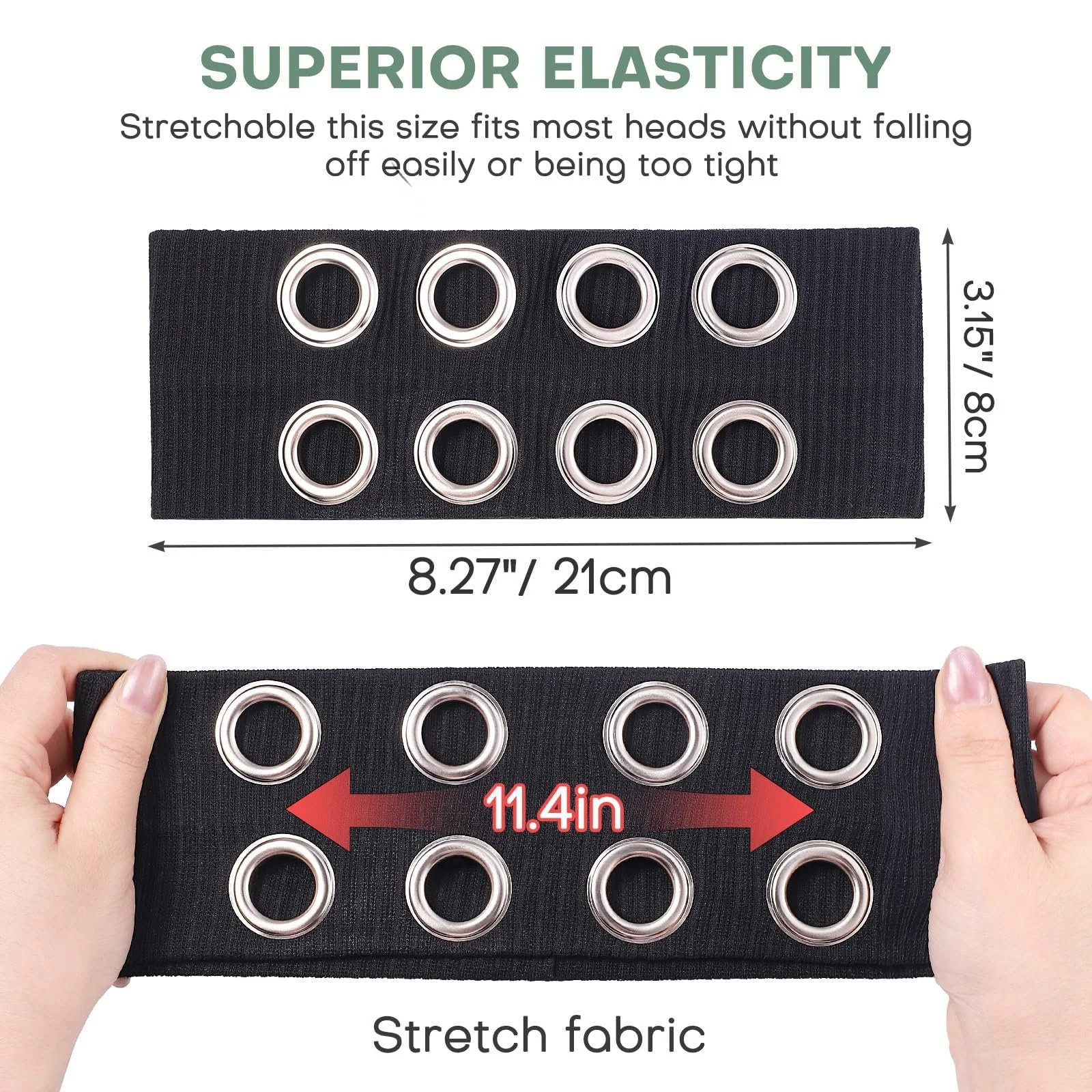 Пов'язка на голову Жіноча Еластична з порожнистими люверсами, фото №2