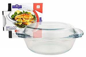 Форма для запекания стеклянная Van Well Premium 2.4 л с крышкой круглая 23 см - Фото 1