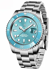 Механические Автоматические Часы Pagani Design PD1661 NH35, Сапфировое Стекло, Резиновый Ремешок, 40 мм, небесно-голубой, Классический - Фото 1