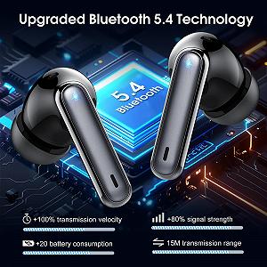 Наушники Bluetooth xinwld, Беспроводные наушники-вкладыши Bluetooth 5.4 с 4 микрофонами ENC, Беспроводные наушники Deep Bass 40 часов, Водонепроницаемость IP7, LED-дисплей synthetic.ua - Фото 1