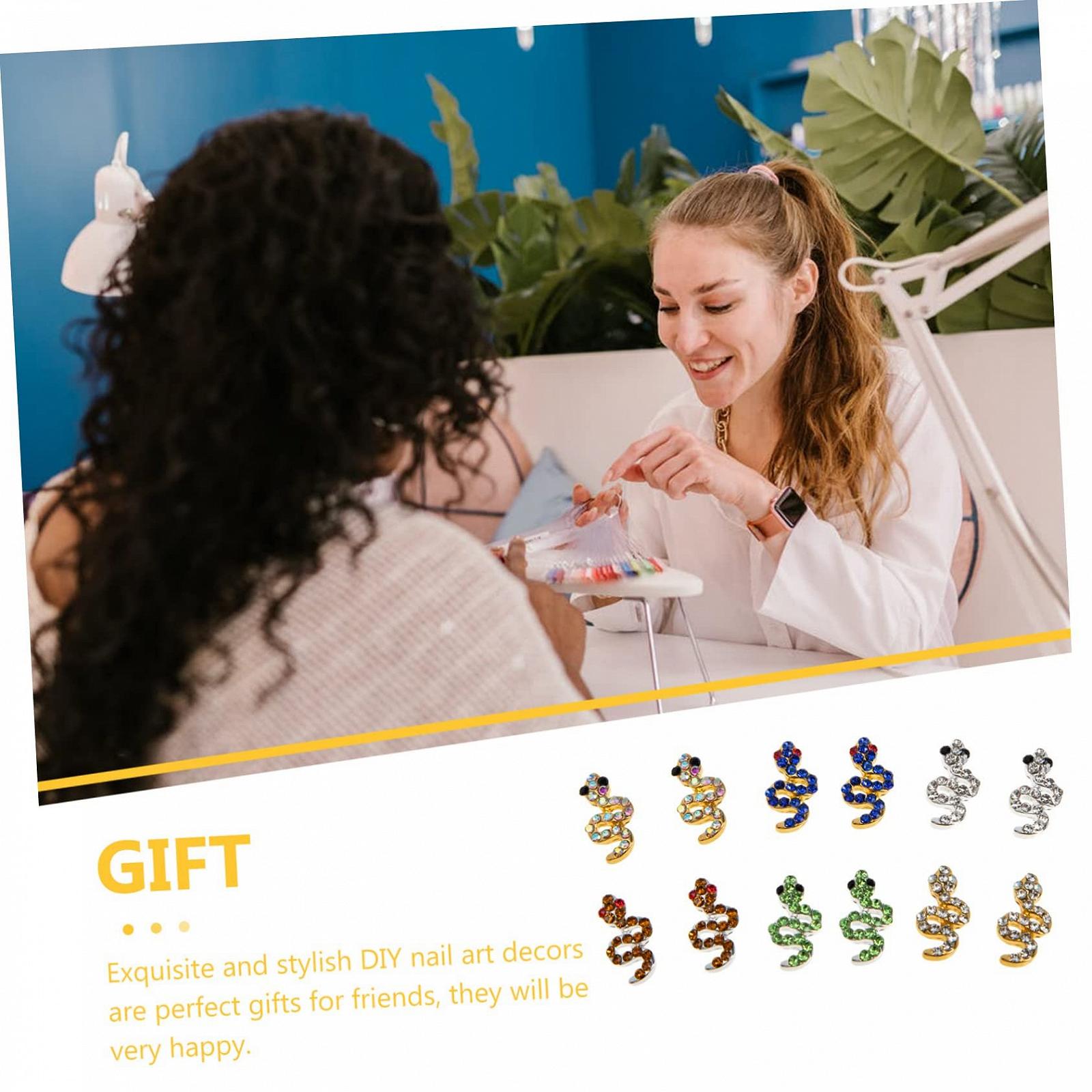 Украшения для ногтей Змея Стразы Металлические подвески для маникюра 12 шт., фото №6