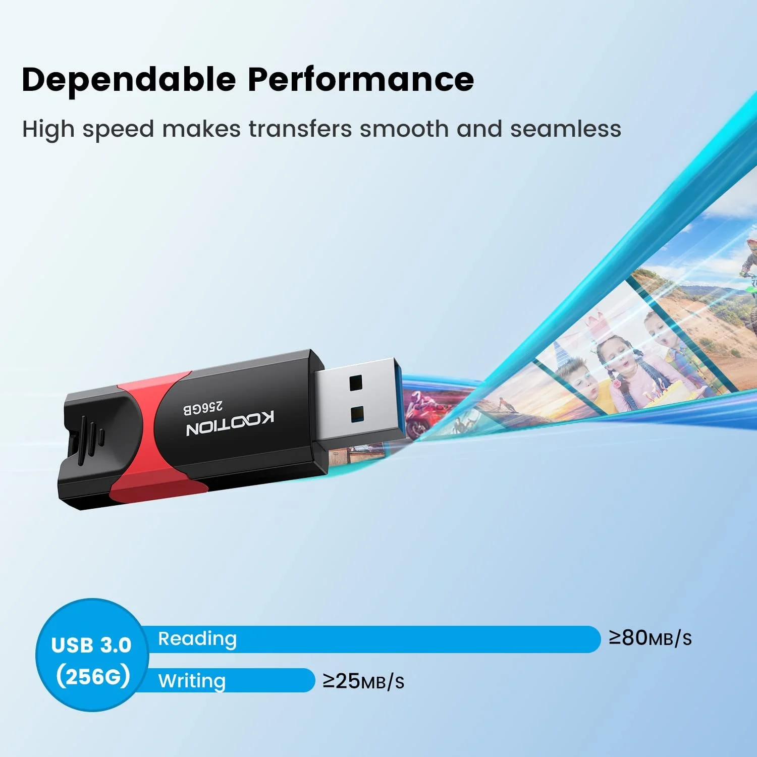 USB-накопичувач KOOTION 256ГБ USB 3.0 Sliding Чорний/Червоний, фото №4
