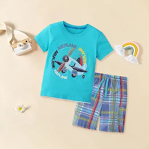 Літній комплект одягу для хлопчиків Футболка та шорти synthetic.ua - Фото 1