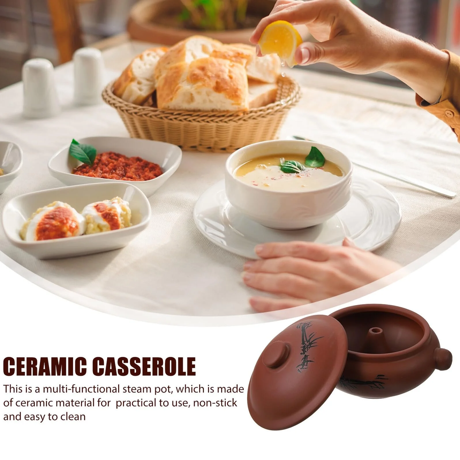 Керамічна каструля для тушкування термостійка глиняна, фото №9