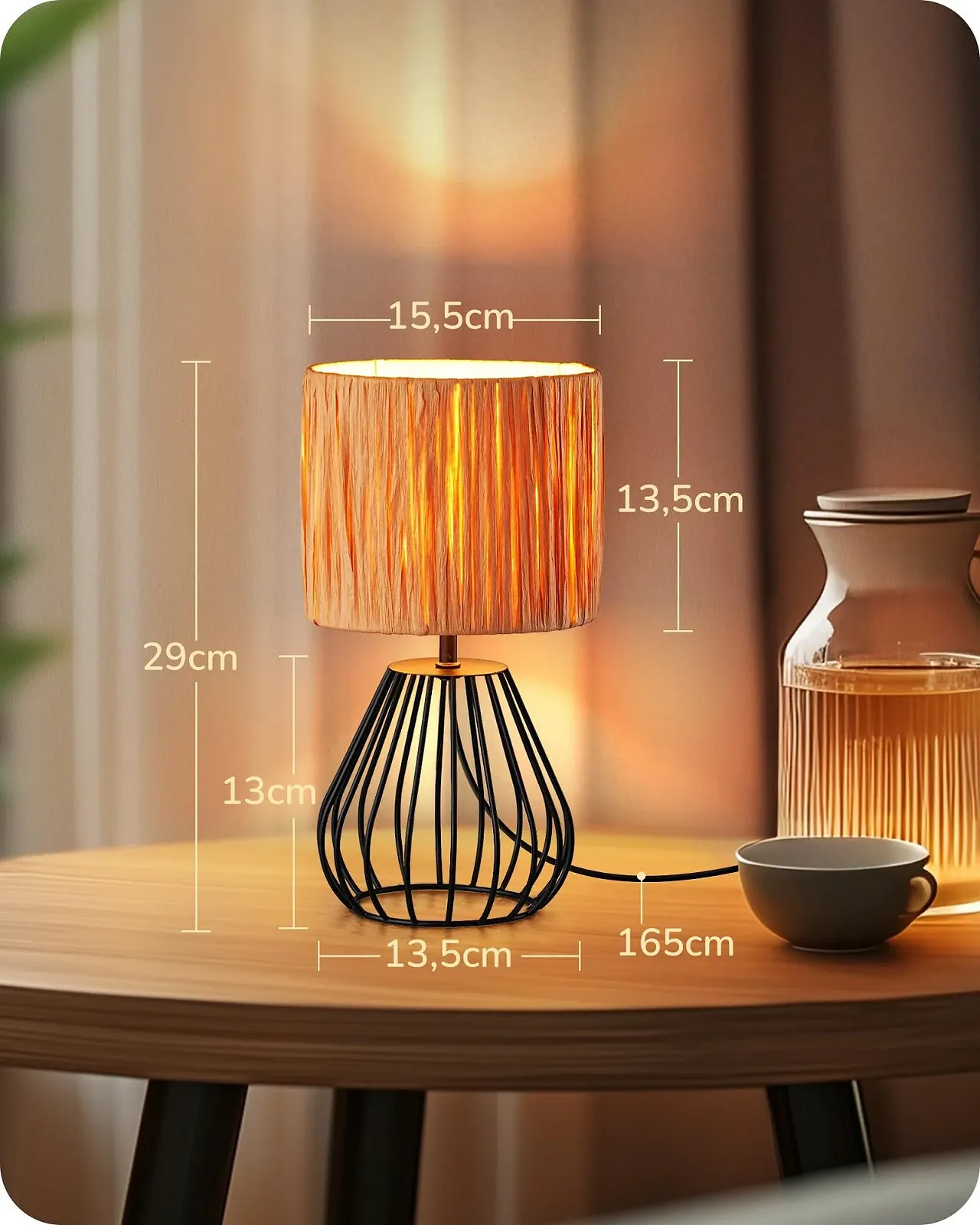 Настільна лампа EDISHINE Boho 29 см E14 4 Вт LED Чорна, фото №4