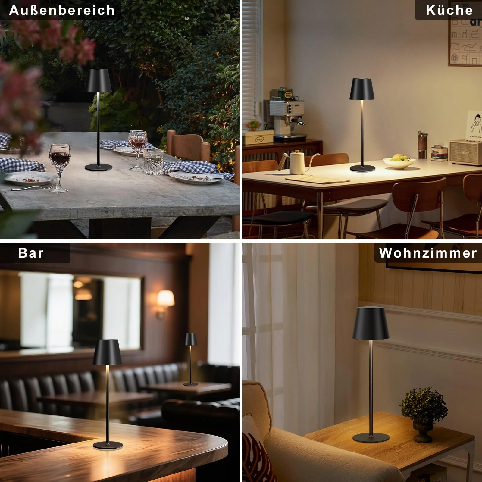 Настільна лампа PreeOtti LED Бездротова Акумуляторна USB-C Чорна, фото №6