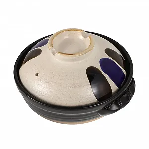 Кастрюля-жаровня VALICLUD керамическая с крышкой маленькая винтажная с двумя ручками термостойкая Серо-молочный - Фото 1